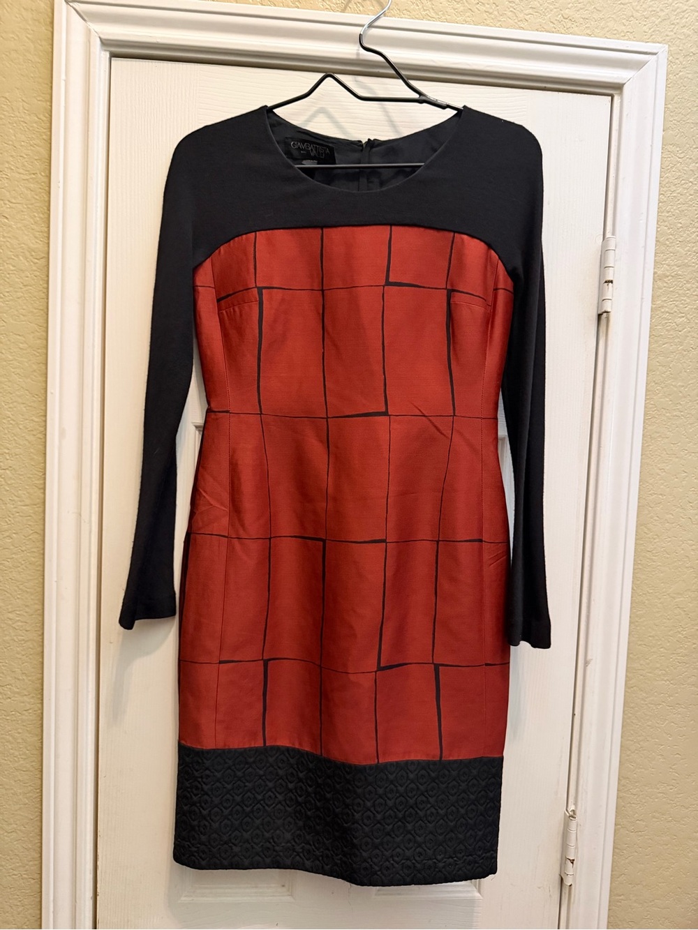 2012 GIAMBATTISTA VALLI Geometric Silk Wool Long Sleeve Shift Dress Perfect!